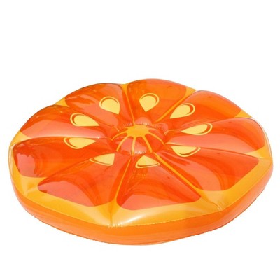 Pool Central 49" Inflatable Fruit Slice Island 1-Person Lounger Raft Float - Orange/Yellow