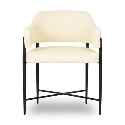 Sezanne Cream Faux Leather Arm Chair with Black Metal Frame