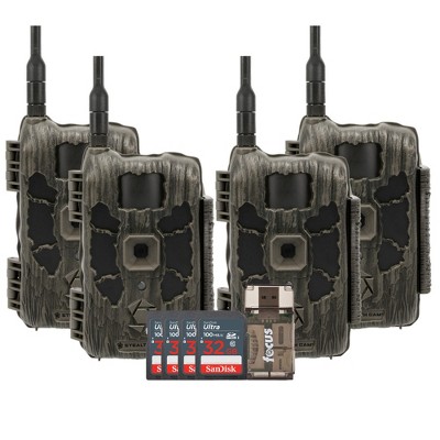 Stealth Cam 40MP Deceptor Max Cellular Trail Camera with 32GB Memory Cards and Card Reader 4 Pack