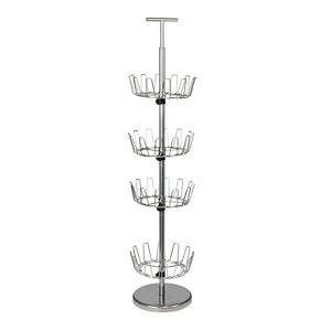 Household Essentials 4 Tier Shoe Tree Silver: Iron Frame Shoe Rack, Holds 24 Pairs, Freestanding Shoe Storage Solution - 1 of 4