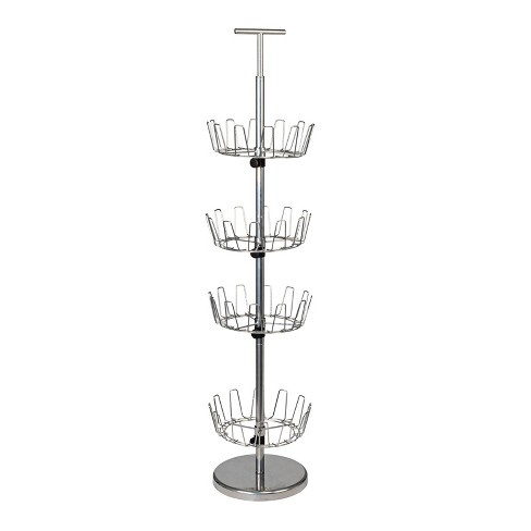 Household Essentials 4 Tier Shoe Tree Silver: Iron Frame Shoe Rack, Holds 24 Pairs, Freestanding Shoe Storage Solution - image 1 of 4