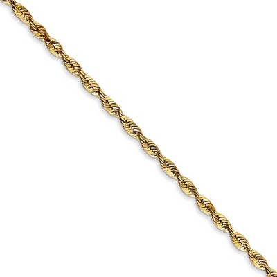Black Bow Jewelry 2.25mm, 14k Yellow Gold Light Diamond Cut Rope Chain Necklace
