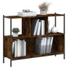 vidaXL Engineered Wood Bookcase Cube Storage - Office/Living Room Display Shelf in Smoked Oak with Steel Frame, 40.2x11x30.5 in - 4 of 4