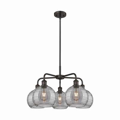 Athens Deco Swirl - 5 Light Stem Hung Chandelier In Industrial Style-15.38 Inches Tall and 26 Inches Wide