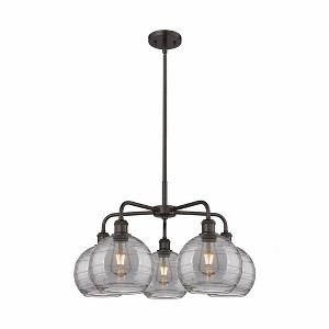 Athens Deco Swirl - 5 Light Stem Hung Chandelier In Industrial Style-15.38 Inches Tall and 26 Inches Wide - 1 of 1