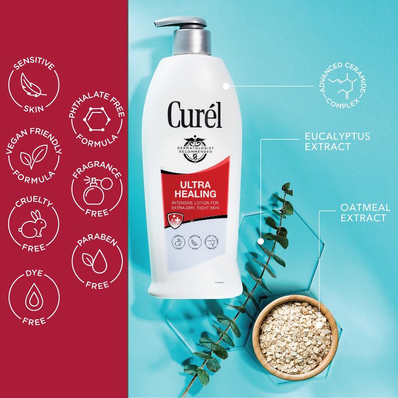 Curel Ultra Healing Hand and Body Lotion, Moisturizer For Dry Skin, Advanced Ceramide Complex Unscented - 20 fl oz, 6 of 9