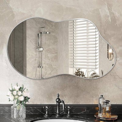 Ruso Weights Asymmetrical Aluminum Frame Wall Mirror
