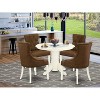 HomeStock 5-Piece Round Buttermilk & Cherry Finish Solid Wood Top Dining Table with 4 Parson Chair - 2 of 4