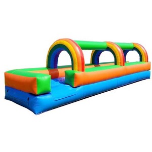 Pogo Bounce House Crossover Inflatable Water Splash and Ride Waterslide for Kids with Splash Pool NO Blower - Rainbow - 25'L x 9'W x 6'H - 1 of 4