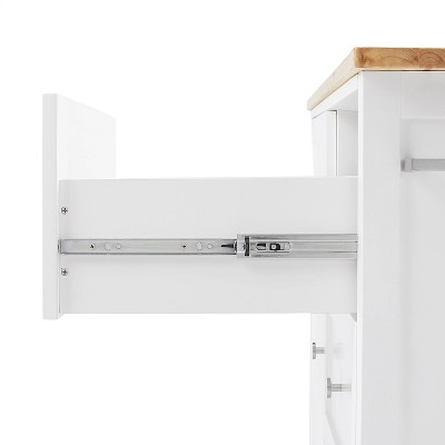 Soren 44" Natural Wood Top Kitchen Island Cart with White Frame