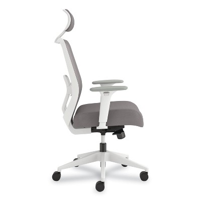 Gray and White Ergonomic Mesh Office Chair with Headrest
