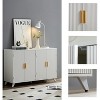 Gulches Modern Accent Sideboard Buffet Cabinet - 4 Doors with Removable Shelves, Ivory White with Gold Accents, Model RippleElegance - 4 of 4