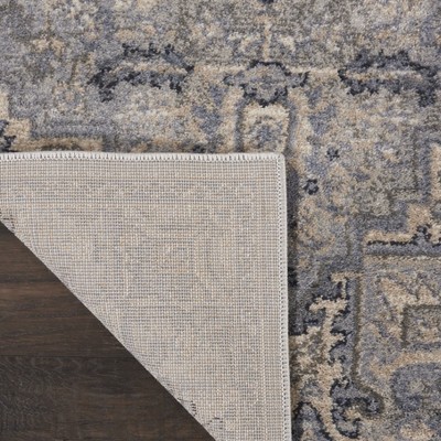 Silver Gray Synthetic Rectangular Stain-Resistant Area Rug