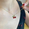 Cute Cherry Pendant Necklaces Faux Pearl Cherry Charms Necklace Kawaii Cherry Fruit Gold Chain Necklaces Fruits Cute Choker for Women Girls - 2 of 4