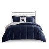Sapphtopaz 4-Piece Full/Queen Sheet Set, Plush Alternative Comforter Set, Sheets Queen Size Bed Set, Bedding with Decorative Pillow -Navy & Ivory - 2 of 4