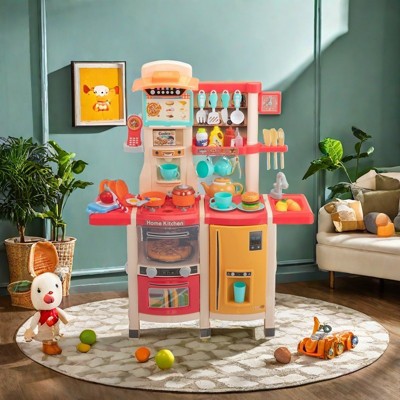 Infurnic Play Food and Toy Kitchens Kids Kitchen Playset Toys - Pink Ages 3-6 Years Old , Pink, 31.00"*9.00"*39.00"