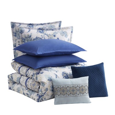 King Blue Microfiber Reversible Bed in a Bag Set