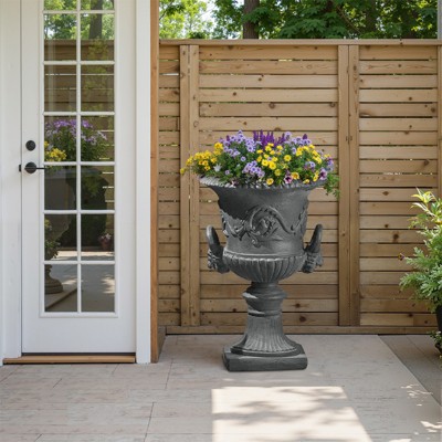 Wooakway 28" H Outdoor Urn Planters Decor Garden Pots Indoor Urn Filters