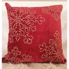 Red Velvet Holiday Throw Pillow 20x20 with Gold Snowflake Embroidery and Insert - 3 of 4