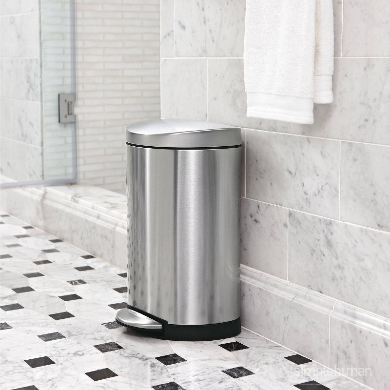 simplehuman 10L Semi-Round Step Trash Can Stainless Steel, 2 of 7