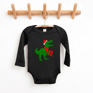 The Juniper Shop Dino Present Baby Long Sleeve Bodysuit - 6 Month - Black - 1 of 3