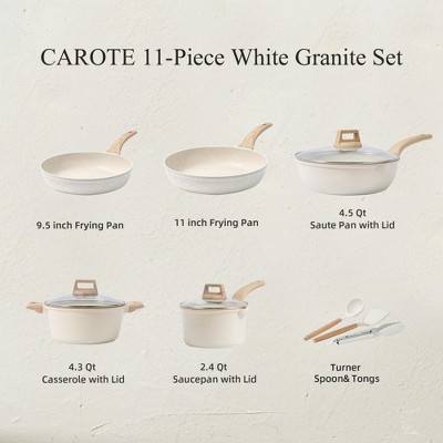 White Granite Nonstick Aluminum 11-Piece Cookware Set