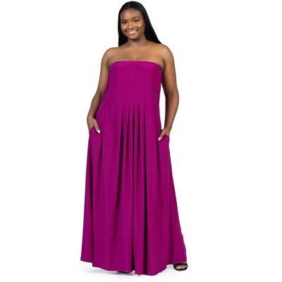 24seven Comfort Apparel Womens Plus Size Empire Waist Tube Strapless Beach  Mini Dress -1X-3X Orange at  Women's Clothing store