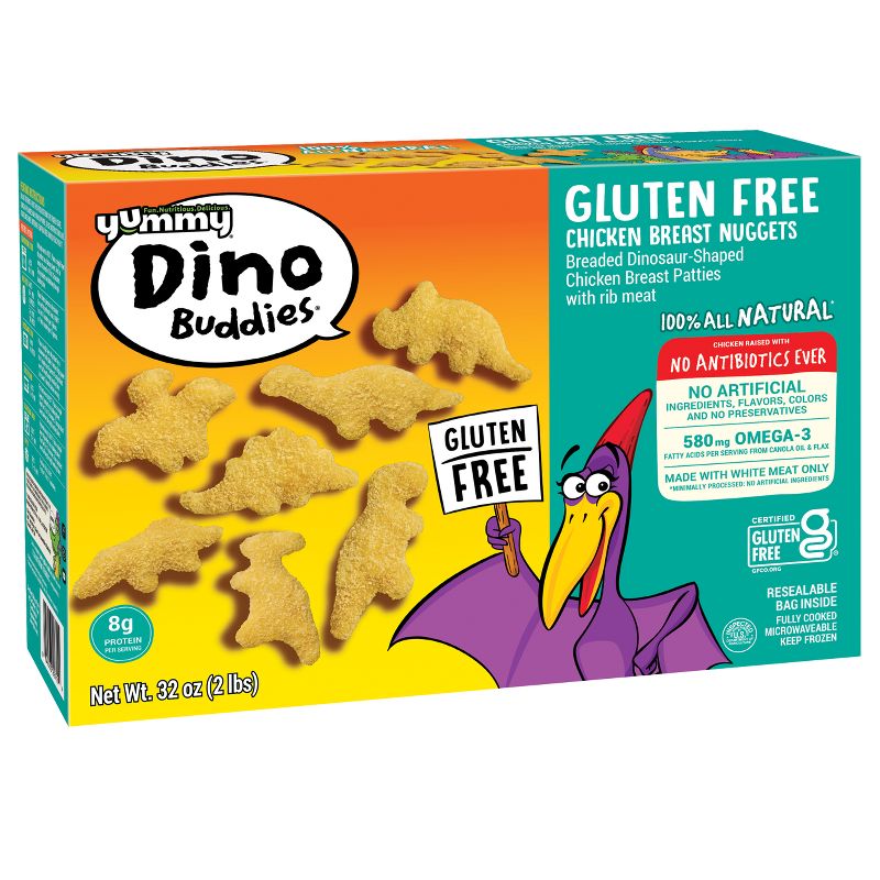 Yummy Gluten Free All Natural Dino Buddies Dinosaur-Shaped Chicken Nuggets - Frozen - 32oz, 1 of 7