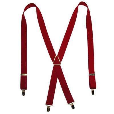 CTM Men's Elastic X-Back Suspenders with Brass Hardware, Red