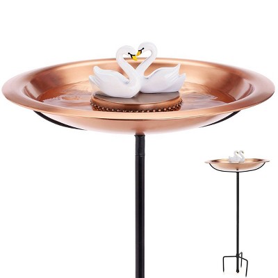 Good Directions 25" Swans Bird Bath & Garden Pole - Copper