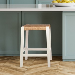 Alaterre Newport Barstool with Rope Seat, White - 1 of 4