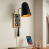 Possini Euro Design Possini Euro Squire 18 1/2" High Black and Brass USB Plug-In Wall Lamp - 2 of 4