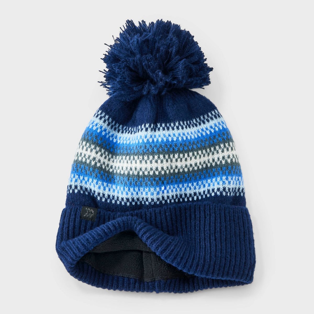 Boys' Striped Knit Beanie Hat - All In Motion™ Blue/Gray - thumbnail 2
