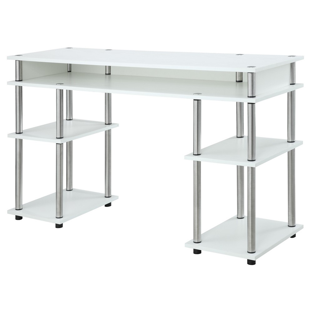 Breighton Home Designs2Go No Tools Student Desk with Shelves in White