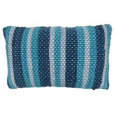 Saro Lifestyle Striped Chindi Throw Pillow With Down Filling