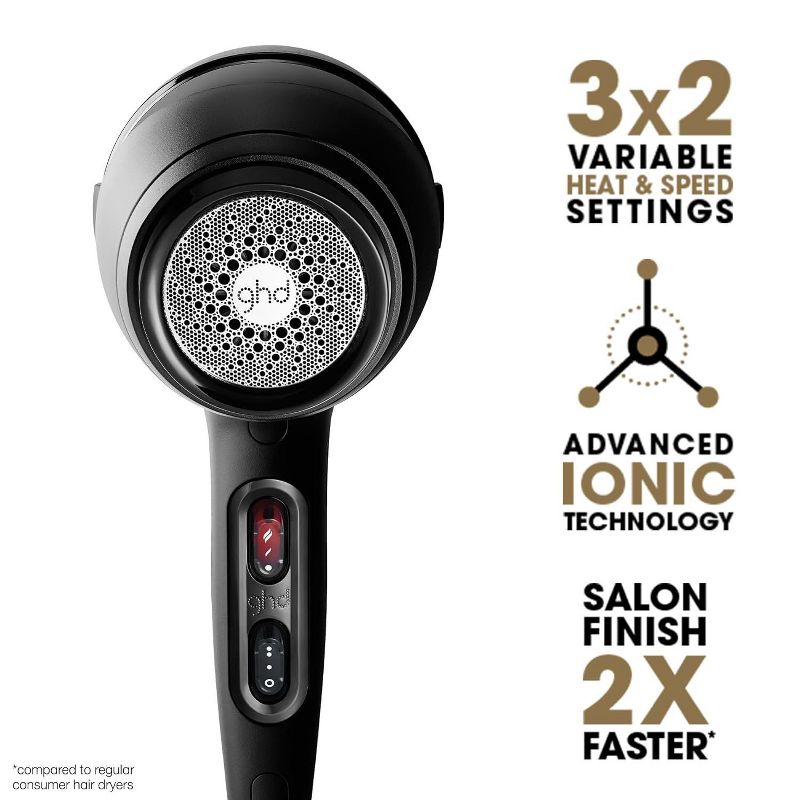 GHD Air Hair Dryer — 1600w Professional Blow Dryer, Salon Strength Motor, Concentrator Nozzle, Adjustable Temperature Setting - Black, 2 of 8
