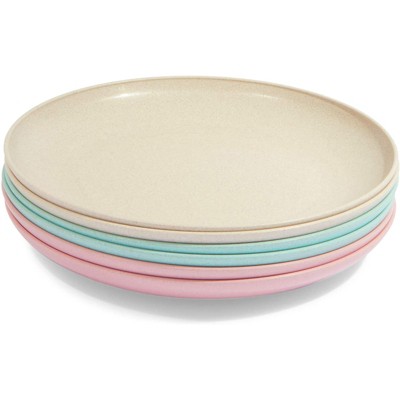 Set of 6 Multicolor Wheat Straw Microwave-Safe Dinner Plates
