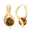 Ross-Simons Italian Leopard-Print Murano Glass Bead Twisted Hoop Earrings in 18kt Gold Over Sterling - 3 of 4