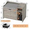 Cat Litter Box Enclosure with top opening and cushion. Modern wood design hides litter box and doubles as a nightstand with scratch pad. - 3 of 4