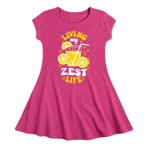 Girls' - Instant Message - Living My Zest Life Fit & Flair Cap Sleeve Graphic Dress - 1 of 4