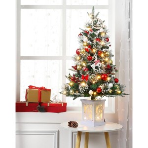 3Ft Pre-Lit Artificial Christmas Tree,Snow Flocked Xmas Frost Trees Decoration for Home,Small Spaces,Lighting Base,Battery Operated Time - 1 of 4