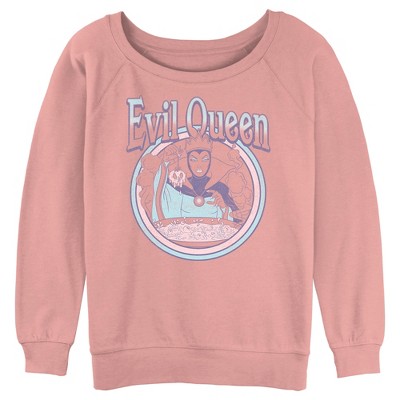 Juniors Womens Snow White and the Seven Dwarves Evil Queen Pastel Logo Sweatshirt