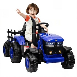 12V Battery Powered Kids Ride-On Tractor with Remote Control, Detachable Trailer¨C Tractor Toy for Boys & Girls - 1 of 4