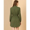 Allegra K Women's Button Down Safari Long Sleeve Shirt Dress - 3 of 4