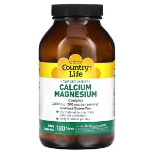 Country Life Target-Mins, Calcium-Magnesium Complex, 1,000 mg, 180 Tablets (500 mg per Tablet) - 1 of 2