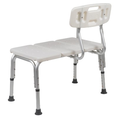 Hercules Series 300 lb Adjustable White Aluminum Bath Transfer Bench
