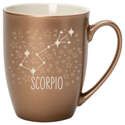 100 North Zodiac 10 Ounce Bronze Metallic Finish, Comfortably Fits Your Hands, New Bone China Coffee Tea Cup Mug, Scorpio