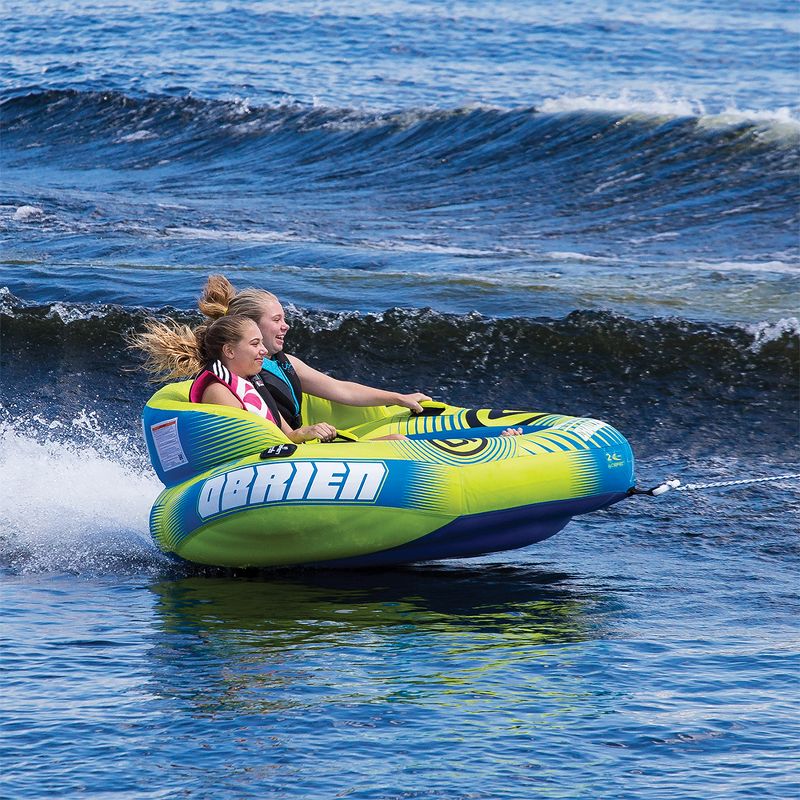 O'Brien Watersports 2181523 Challenger 2 Cockpit Series 2 Person InflatableTowable Rider Tube, Green and Blue, 3 of 5