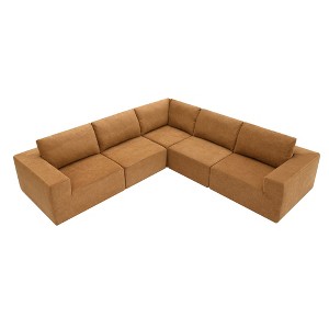 Luxury Modular L Shaped Sectional Sofa Set, Foam-Filled Floor Couch, Upholstered Indoor Furniture, 116*116" - 1 of 4