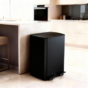 16 Gallon Dual Trash Can, Stainless Steel Garbage Bin with Plastic Inner Buckets, with Soft-Close Lids & Foldable Pedals for Kitchen - 1 of 4